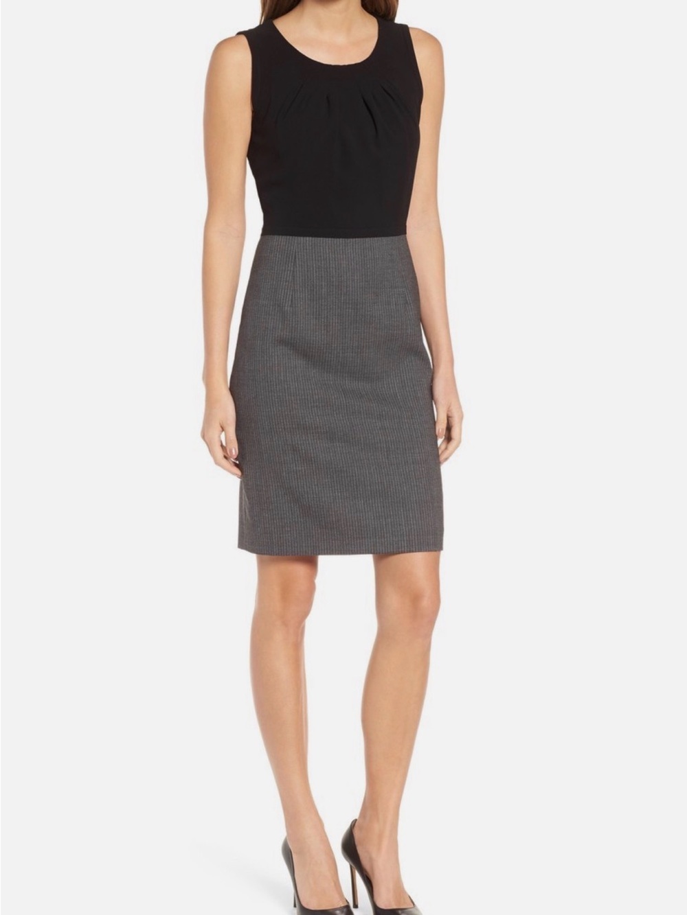 Boss Colorblock Sheath Dress – Black & Grey | Size US 0